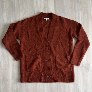 Madewell Allston Double-Button Cardigan Sweater in Heather Cranberry, Size XS